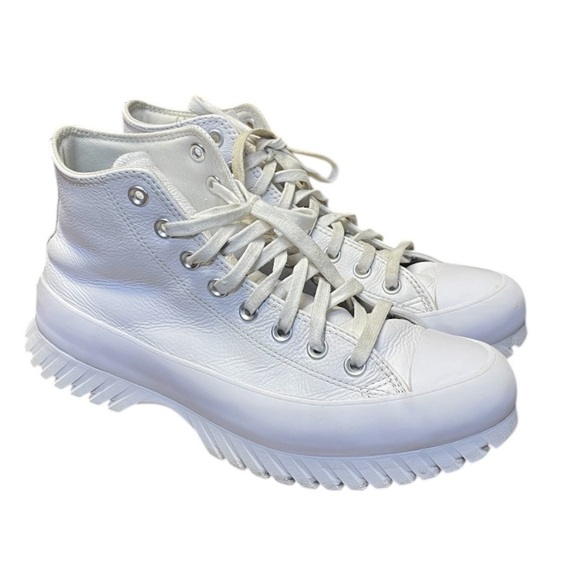 Converse White Chuck Taylor All Star Lugged 2.0 Hi Platform Leather Womens 10.5 - Picture 2 of 11